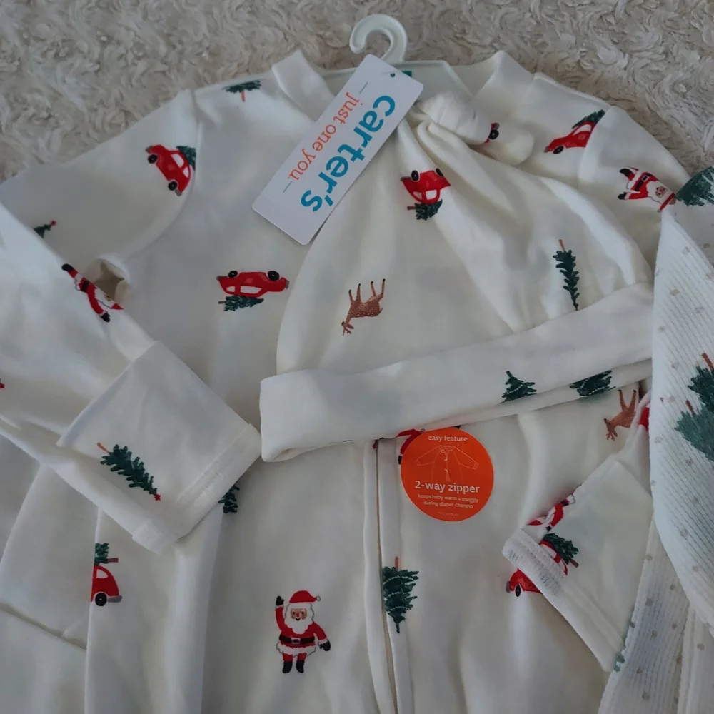 Bundle (6 pieces) 3 Carter's Festive Sets 3mo Winter Cool Weather Christmas